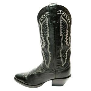 Dan Post Saddle Brand 12" Black Leather Boots White Stitch Women's Size 7 DP3466